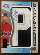 Carey Price SP GAME USED /10 SSP DRAFT DAY MARKS “P” AUTO 2018-19 Rookie RC UD !