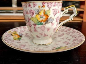 VINTAGE UCAGCO CHINA DEMITASSE TEACUP + SAUCER  - Picture 1 of 8