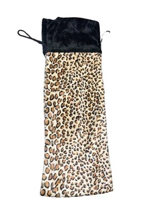 Pottery Barn LEOPARD FAUX FUR WINE BAG ~ Satin Interior ~ New with Tags - Picture 1 of 2