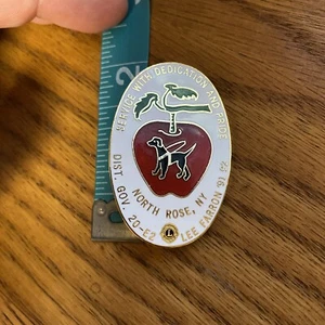 Lions Club North Rose New York Pin Apple Dog Dist Gov 20-e2 Lee Farron 91 92 - Picture 1 of 2