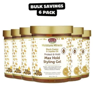 6 Pack - AFRICAN PRIDE Moisture Miracle Max Hold Styling Gel (18oz) - Picture 1 of 2