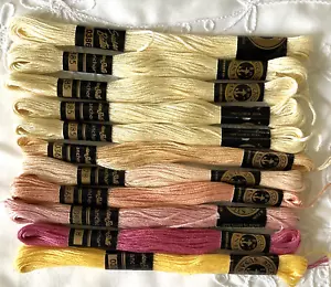 Susan Bates Anchor Embroidery Floss Lot of 11 Asst Color Pinks Yellows Cream New - Picture 1 of 4