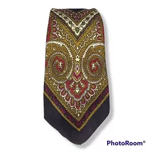 Vintage Sears Silk Paisley Narrow Neck Tie-100% Silk-Retro-70s-USA Made-53" - Picture 1 of 6