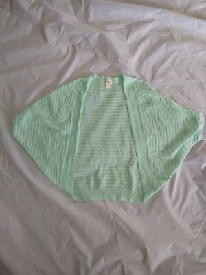 Cat & Jack Girl's Eyelet Ribbed Jade Aqua Blue Open Shrug Cardigan Sz XL(14/16) - Image 1 of 4