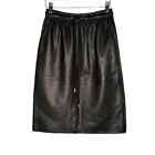 Theory Drawstring Leather Skirt Black Point Nappa Size XS