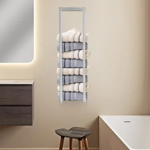 Towel Rack for Bathroom, Towel Storage Wall Mounted Bath Towel Holder - Picture 1 of 14