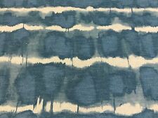 1.5 Yd Linen Viscose Navy Blue Beige Abstract Stripe Upholstery Drapery Fabric