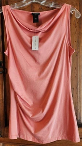 Neu mit Etikett! Ann Taylor Baumwollmischung ärmelloses Top mit drapiertem Ausschnitt in Cantaloupe Small - Bild 1 von 5