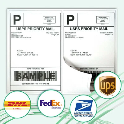 1100 Shipping Labels 8.5x5.5 Self Adhesive Half Sheet Shipping Labels 1000 + 100 - Image 1 of 4