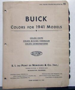 1941 Buick Paint Chips By DuPont Color Bulletin No 15 Original