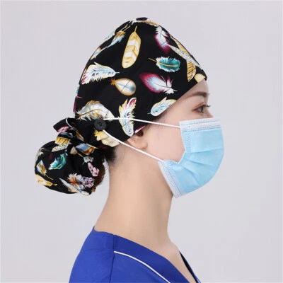 Surgical Scrub Hat Bouffant Cap For Long Hair Women Doctor Nurses Head Cover - Image 1 of 4