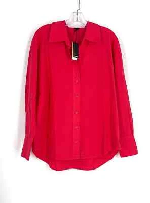 Blusa Monrow Talla S Coral Popelina Sólida NUEVA Diseñador Foto 1 de 4