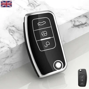 Auto Fernbedienung Schlüsselanhänger Abdeckung Etui für Ford Fiesta Focus Mondeo Kuga Puma C-Max SCHWARZ - Bild 1 von 10