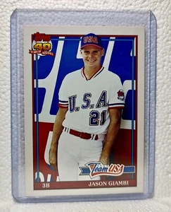 Jason Giambi 1991 Topps MLB #45T 40 años del equipo de tarjetas de béisbol EE. UU. - Imagen 1 de 2