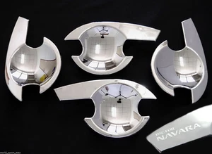 FOR Nissan Navara D40 Chrome Door Handle Insert Bowl Cup Trim 4 Door 2005+ - Picture 1 of 4