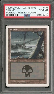 1999 MTG P3K Portal Three Kingdoms #174 Swamp PSA 10 Gem Mint - Image 1 of 2