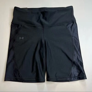 Under Armour Solid Black Biker Shorts, High Waisted, Size Large, NWT!! - Picture 1 of 6