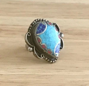 Turquoise Coral Lapis Ring - Picture 1 of 6