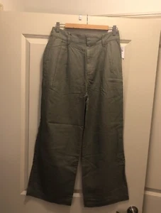 GAP Womens Linen and Cotton Pants - Army Green 6Petite NWT Wide leg, Hi Rise - Picture 1 of 6