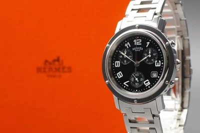 [con caja] Reloj para hombre HERMES Clipper CL1.910 Clipper cuarzo esfera negra SS JAPÓN Foto 1 de 4