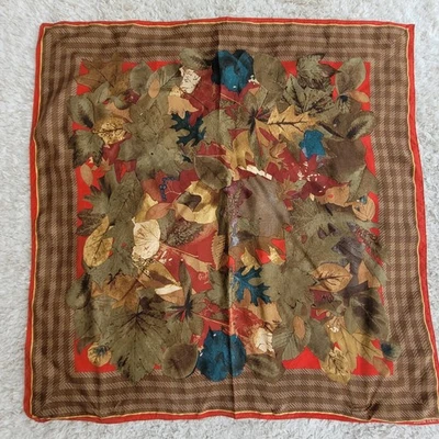 De Colección Linda Allard Ellen Tracy 100% Seda Cuadrada Moda Bufanda Hojas de Otoño  Foto 1 de 4