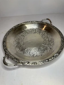Vtg Webster Wilcox S P Co Silver-plated Tray Serving Platter 12” Handles N7062 - Picture 1 of 12