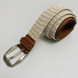 Martin Dingman Men's Canvas Belt w/ Brown Leather Trims 42" x 1.25" Stretch - Picture 1 of 9