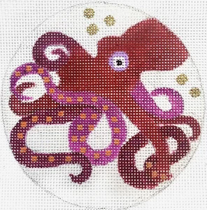 Needlepoint Handpainted Melissa Prince Octopus 4" - Picture 1 of 4