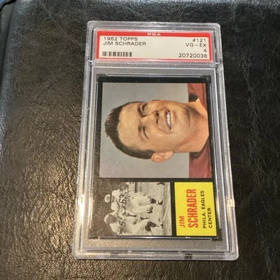 1962 Topps Jim Schrader #121 PSA 4 Football Card Low Pop Set Break PHIL. EAGLES - Image 1 of 4