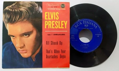 ELVIS PRESLEY (7" - ITALY) 45N 0612  "ALL SHOOK UP"  (RARE RED COVER) BLUE LABEL - Image 1 of 4