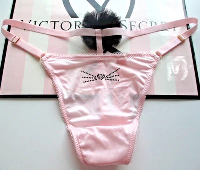 VICTORIA'S SECRET MUY SEXY V-String Tanga Panty VS Angel Rosa y Negro S M L XL Foto 1 de 4