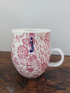 Anthropologie Mug Letter J Homegrown Mug Monogram Rose and Cream Floral ExCon - Picture 1 of 5