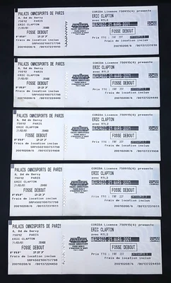 Eric Clapton Full Concert Tickets (5) 2001 Omnisports Palace Paris France VV-B1 - Image 1 of 4