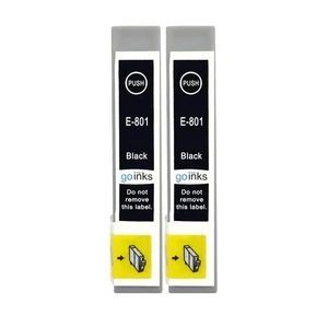 2 Black Ink Cartridges non-OEM to replace T0801 Compatible for Stylus Printers - Picture 1 of 2