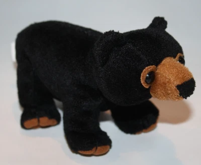 K & M Baby Black Bear Cub Brown Eyes Feet Plush Mini 6" Soft Toy Stuffed Animal - Image 1 of 4
