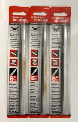 Nicholson 6" Round File Bastard Cut, Rapid Metal Removal, Coarse 21846NN(3-Pack) - Image 1 of 2