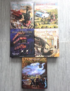 5 Harry Potter Illustrated Edition Books Hardback 1-5 Large Format Jim Kay VGC - Imagen 1 de 20