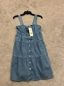 Levi’s Women's Joni Cotton Tiered Denim Dress Blue Sleeveless Cotton Size XS - Picture 1 of 2