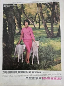 1961 Mujer Dupont Orlon Sayelle Suéter Falda Borzoi Perros Vintage Moda Anuncio - Imagen 1 de 1