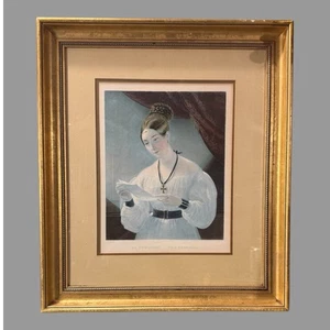 Antique Gilt Framed Victorian Print La Demande The Proposal - Picture 1 of 8