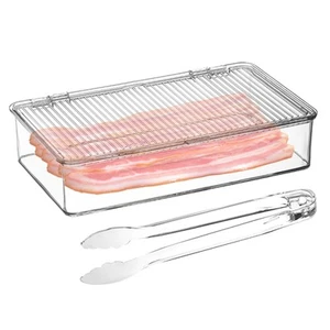 Bacon Container with Serving Tong for refrigerator Cheese Storage Container w... - Picture 1 of 7
