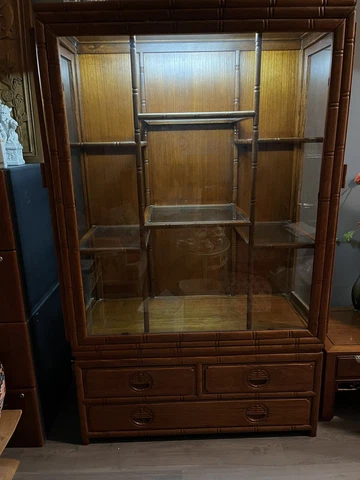 Vintage Rosewood China Cabinet from Hong Kong - Lighted Cover