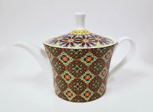 NEW GRACIE STECHCOL ORANGE+BLUE+YELLOW MANDALA BONE CHINA COFFEE POT TEAPOT - Picture 1 of 8