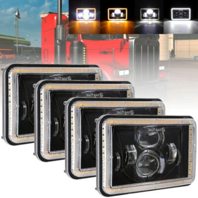 DOT Approved 4PCS 4X6" LED Headlights Hi-Lo DRL Turn Signal For Chevy C10 K10 US - Image 1 of 4