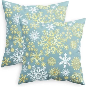 Christmas Cozy Fleece Snowflakes Both Sides Throw Pillow Cases - Picture 1 of 7