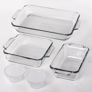 Baking Dish Set 7 Piece Glass Bakeware Kitchen Dining Cake Microwave Safe New - Picture 1 of 9