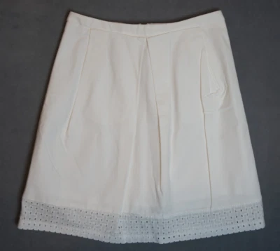 Falda Anne Klein hasta la rodilla blanca plisada línea A talla 6 Foto 1 de 4