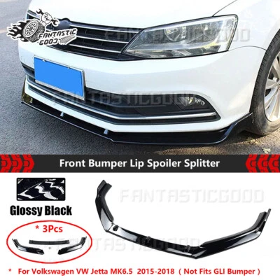 Divisor de labios de parachoques delantero negro brillante estilo V para Volkswagen Jetta MK6.5 2015-18 Foto 1 de 4
