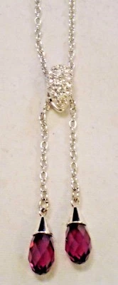 Ожерелье женское Swarovski стиль лариат аметист жемчуг капля потрясающее длина 22 дюйма - Изображение 1 из 4