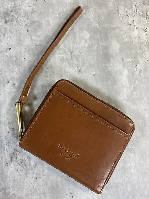 Margot New York Patty Brown Leather Clutch Zip Around Wallet Wristlet • 24.95€